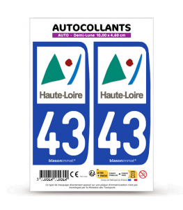 43 Haute-Loire - Département | Autocollant plaque immatriculation