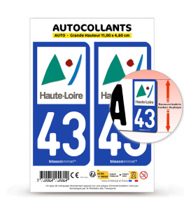 43 Haute-Loire - Département | Autocollant plaque immatriculation