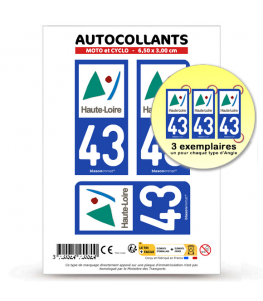 43 Haute-Loire - Département | Autocollant plaque immatriculation