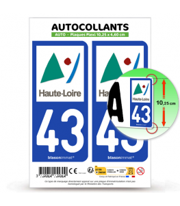 43 Haute-Loire - Département | Autocollant plaque immatriculation
