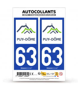 63 Puy-de-Dôme - Département | Autocollant plaque immatriculation