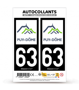 63 Puy-de-Dôme - Département | Autocollant plaque immatriculation