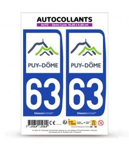63 Puy-de-Dôme - Département | Autocollant plaque immatriculation