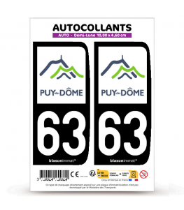 63 Puy-de-Dôme - Département | Autocollant plaque immatriculation