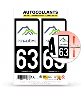 63 Puy-de-Dôme - Département | Autocollant plaque immatriculation