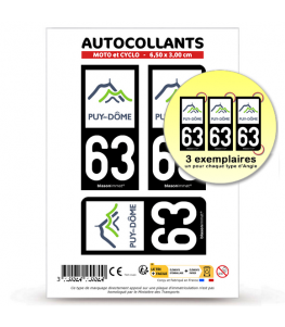 63 Puy-de-Dôme - Département | Autocollant plaque immatriculation