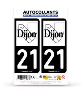 21 Dijon - Ville | Autocollant plaque immatriculation