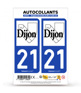 21 Dijon - Ville | Autocollant plaque immatriculation