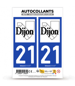 21 Dijon - Ville | Autocollant plaque immatriculation