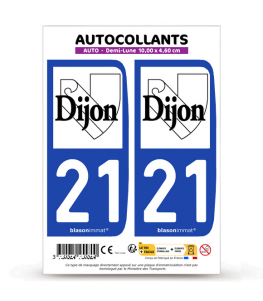 21 Dijon - Ville | Autocollant plaque immatriculation