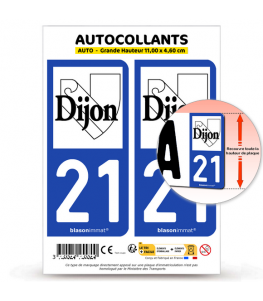 21 Dijon - Ville | Autocollant plaque immatriculation