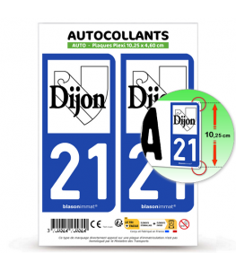 21 Dijon - Ville | Autocollant plaque immatriculation