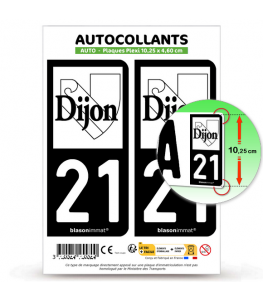 21 Dijon - Ville | Autocollant plaque immatriculation