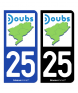 25 Doubs - Département | Autocollant plaque immatriculation