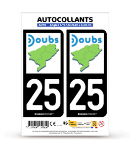 25 Doubs - Département | Autocollant plaque immatriculation