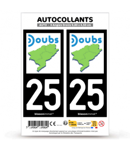 25 Doubs - Département | Autocollant plaque immatriculation