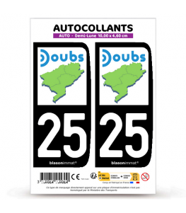 25 Doubs - Département | Autocollant plaque immatriculation