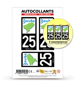 25 Doubs - Département | Autocollant plaque immatriculation