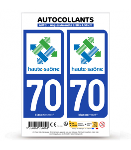 70 Haute-Saône - Département | Autocollant plaque immatriculation