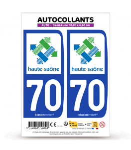 70 Haute-Saône - Département | Autocollant plaque immatriculation