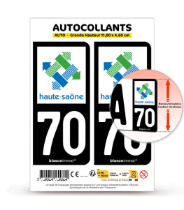 70 Haute-Saône - Département | Autocollant plaque immatriculation