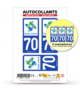 70 Haute-Saône - Département | Autocollant plaque immatriculation