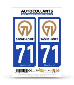 71 Saône-et-Loire - Département | Autocollant plaque immatriculation