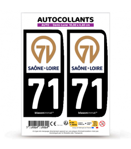 71 Saône-et-Loire - Département | Autocollant plaque immatriculation