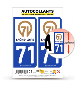 71 Saône-et-Loire - Département | Autocollant plaque immatriculation