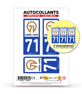 71 Saône-et-Loire - Département | Autocollant plaque immatriculation