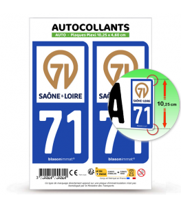 71 Saône-et-Loire - Département | Autocollant plaque immatriculation