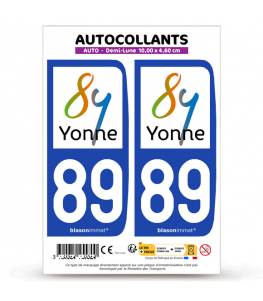 89 Yonne - Département | Autocollant plaque immatriculation
