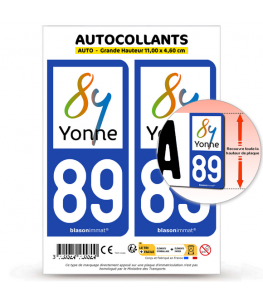 89 Yonne - Département | Autocollant plaque immatriculation