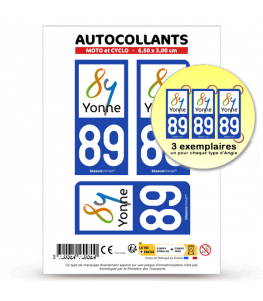 89 Yonne - Département | Autocollant plaque immatriculation