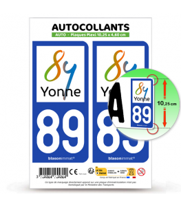89 Yonne - Département | Autocollant plaque immatriculation