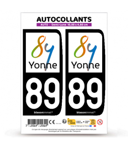 89 Yonne - Département | Autocollant plaque immatriculation