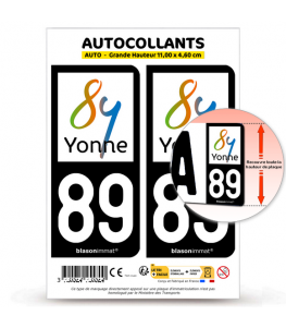 89 Yonne - Département | Autocollant plaque immatriculation