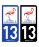 13 Camargue - Flamant Rose | Autocollant plaque immatriculation