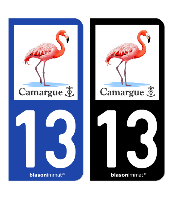 13 Camargue - Flamant Rose | Autocollant plaque immatriculation