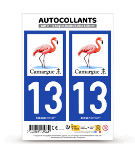 13 Camargue - Flamant Rose | Autocollant plaque immatriculation