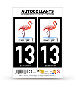 13 Camargue - Flamant Rose | Autocollant plaque immatriculation