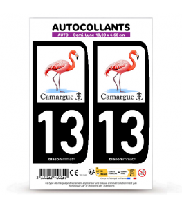 13 Camargue - Flamant Rose | Autocollant plaque immatriculation