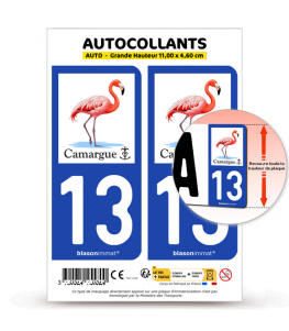 13 Camargue - Flamant Rose | Autocollant plaque immatriculation