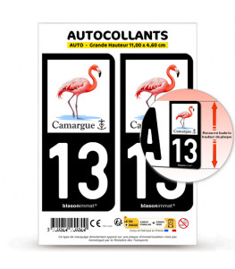 13 Camargue - Flamant Rose | Autocollant plaque immatriculation