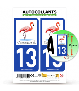 13 Camargue - Flamant Rose | Autocollant plaque immatriculation