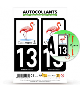 13 Camargue - Flamant Rose | Autocollant plaque immatriculation