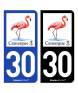 30 Camargue - Flamant Rose | Autocollant plaque immatriculation