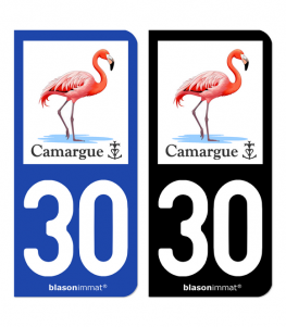 30 Camargue - Flamant Rose | Autocollant plaque immatriculation
