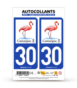 30 Camargue - Flamant Rose | Autocollant plaque immatriculation