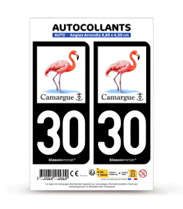 30 Camargue - Flamant Rose | Autocollant plaque immatriculation